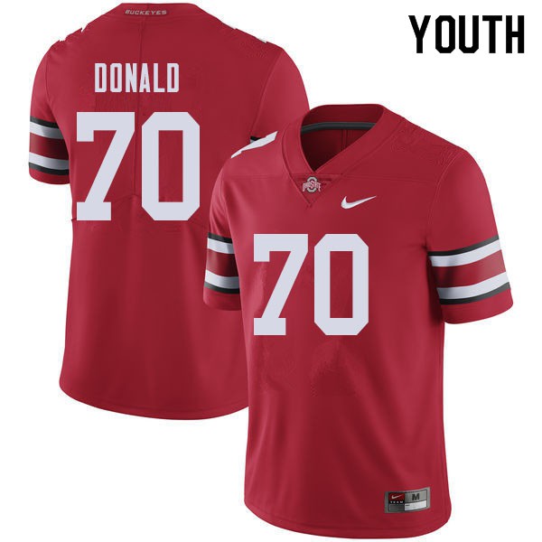 Ohio State Buckeyes #70 Noah Donald Youth Embroidery Jersey Red OSU40243